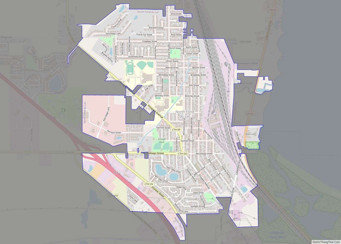 Map of North Fond du Lac village