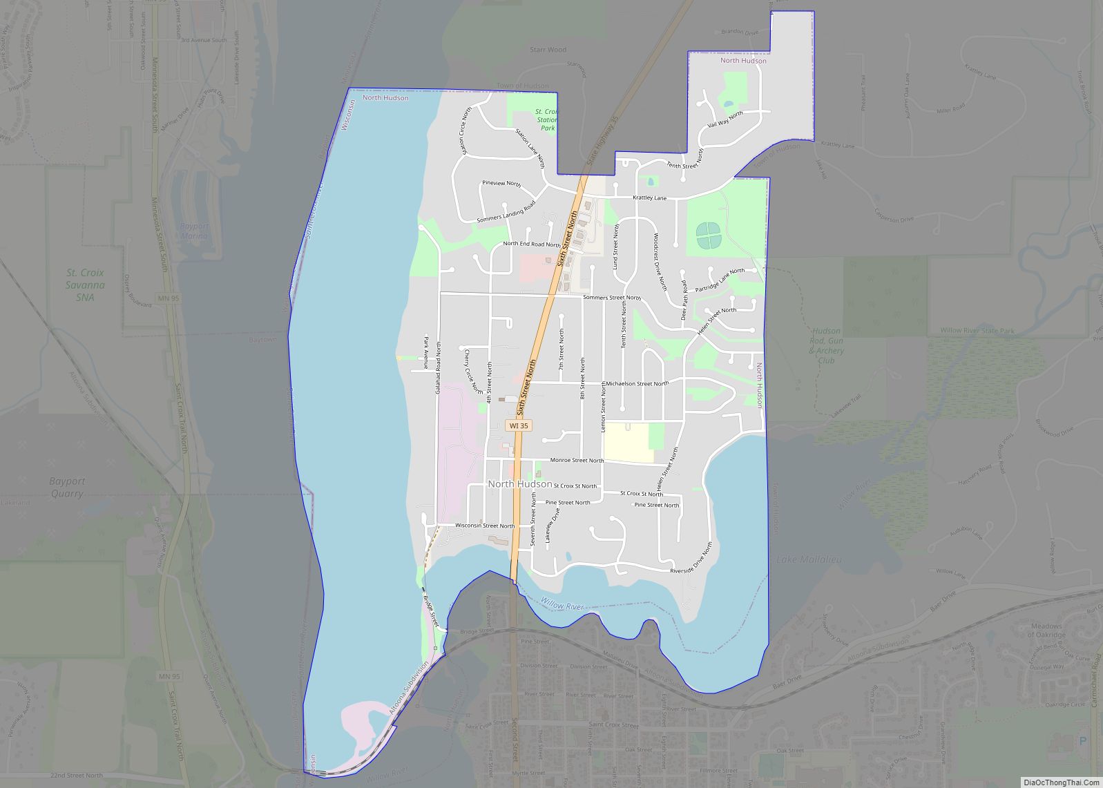 Map of North Hudson village