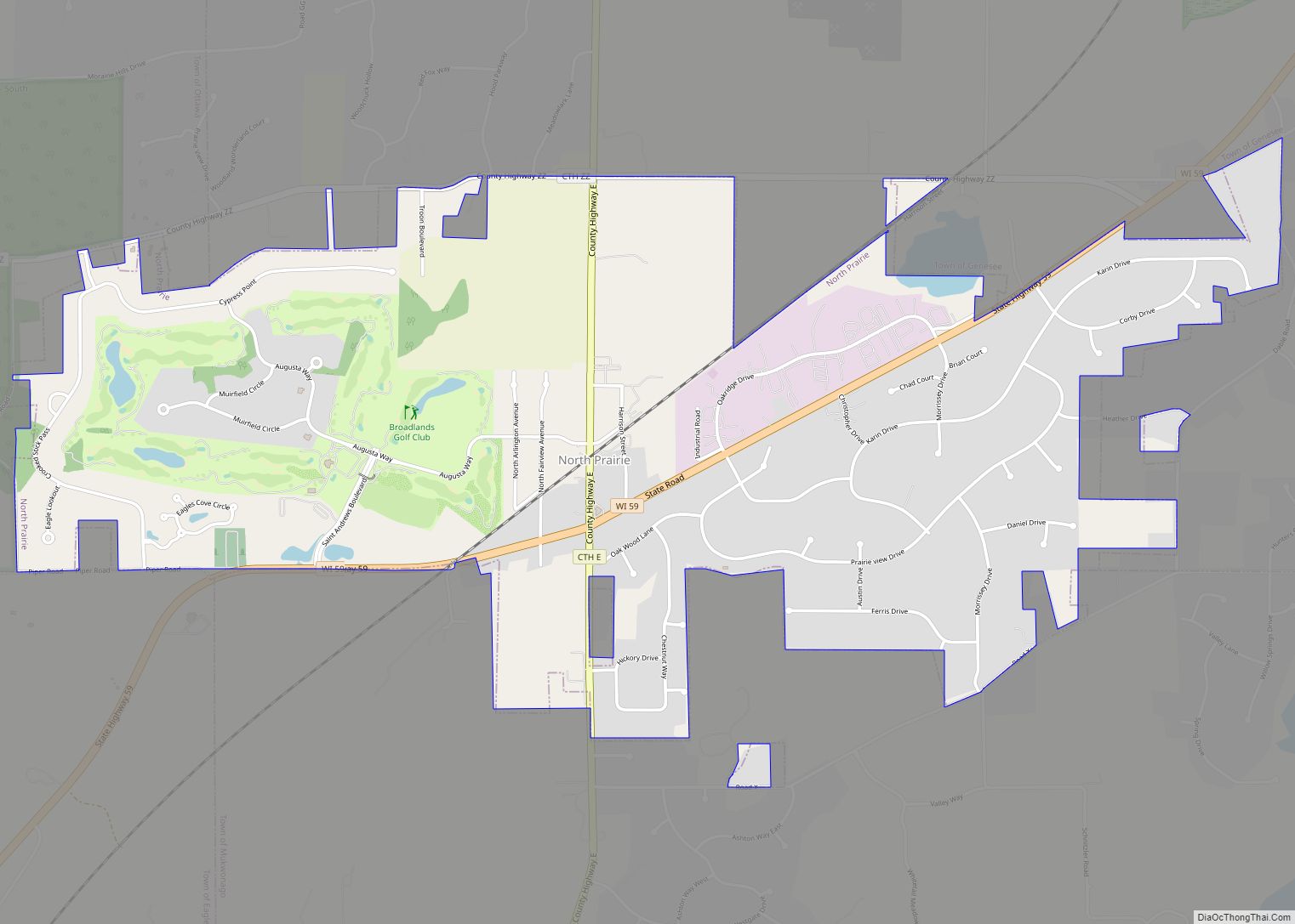 Map of North Prairie village