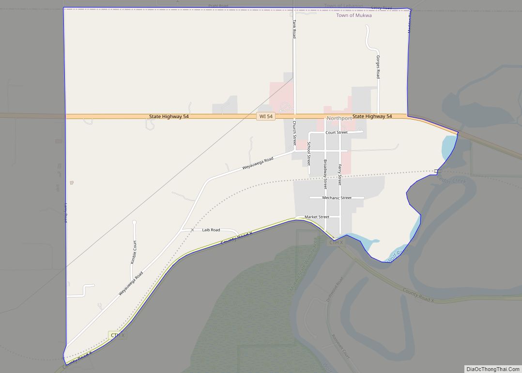 Map of Northport CDP, Wisconsin