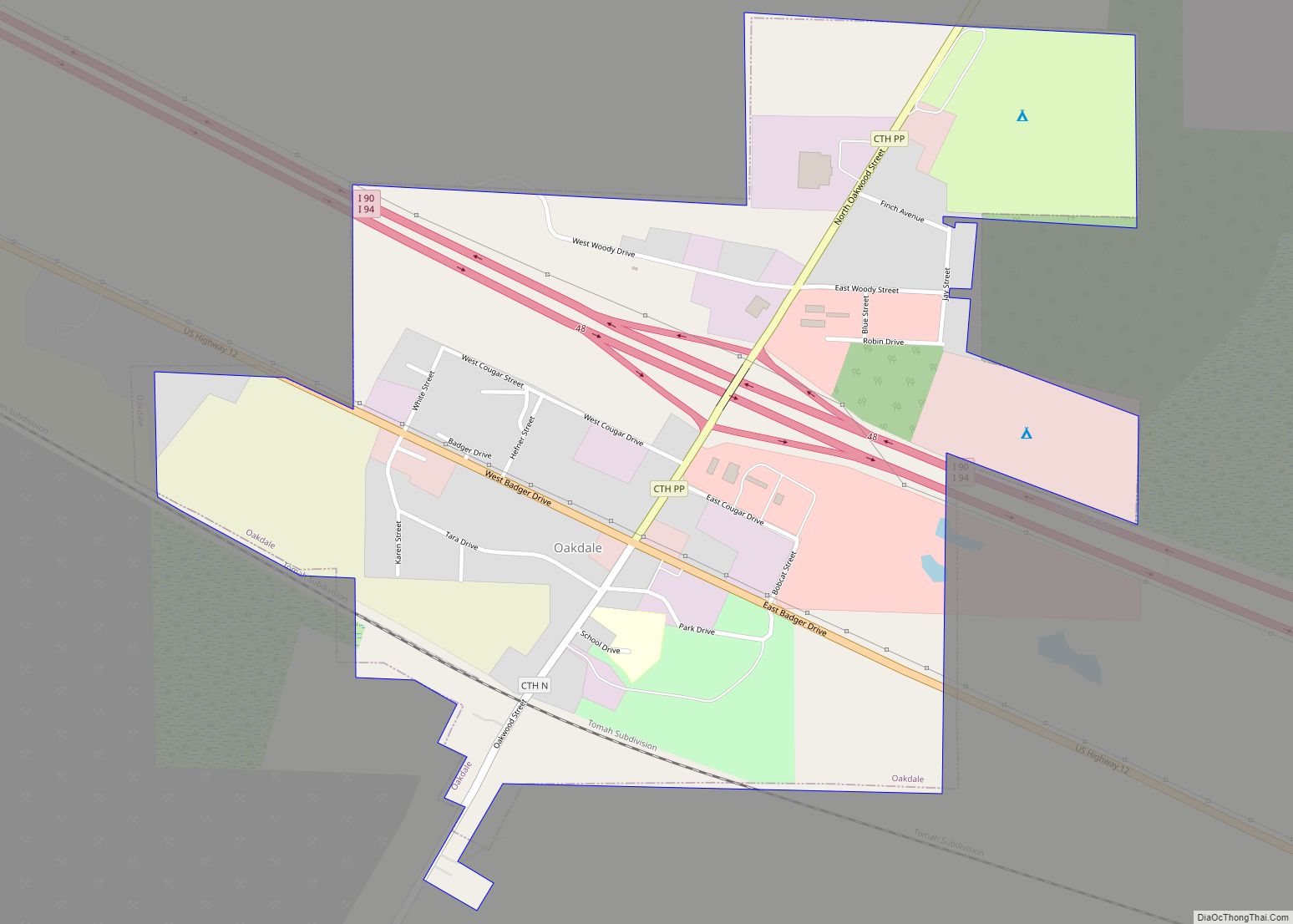 Map of Oakdale village, Wisconsin