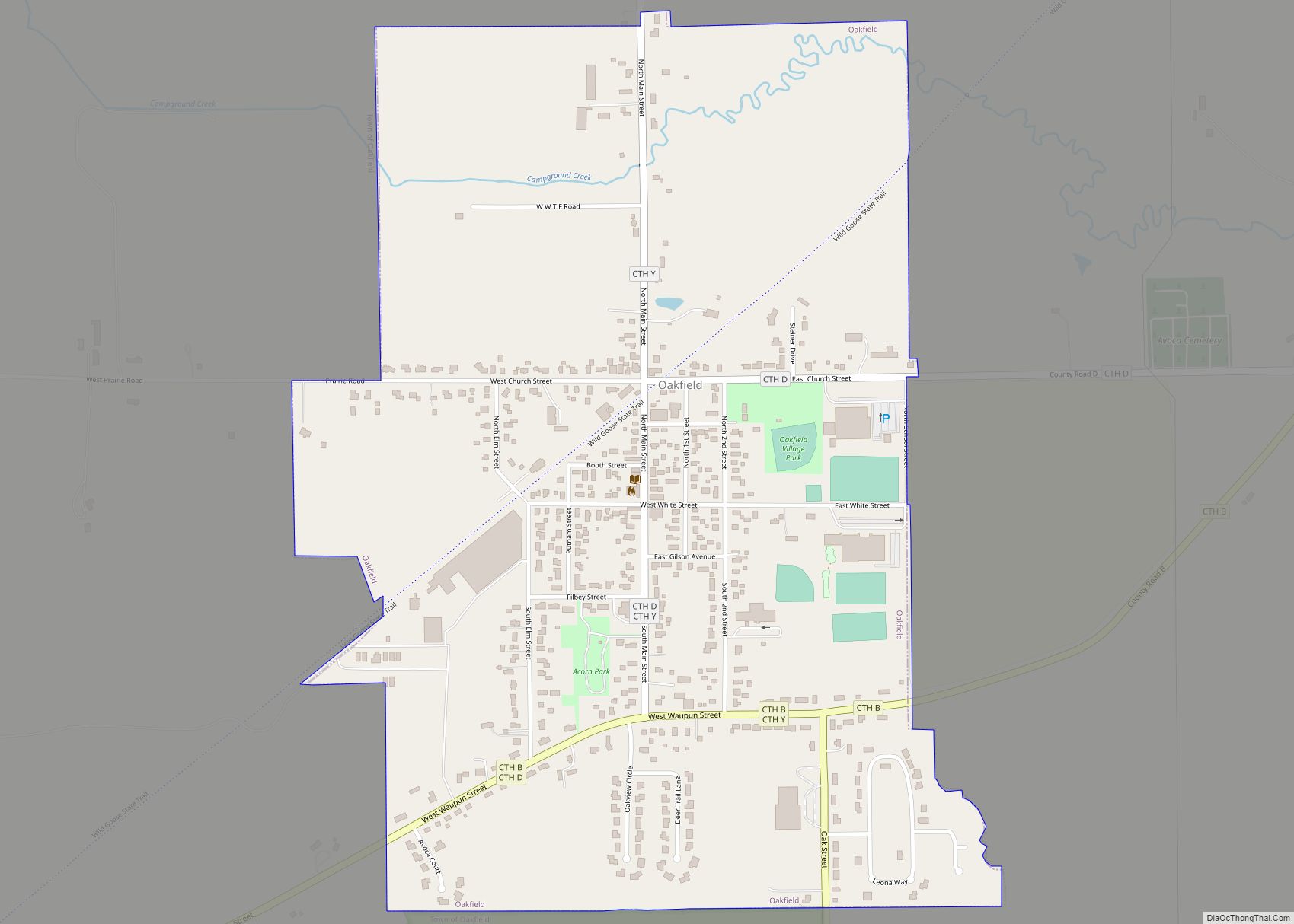 Map of Oakfield village, Wisconsin