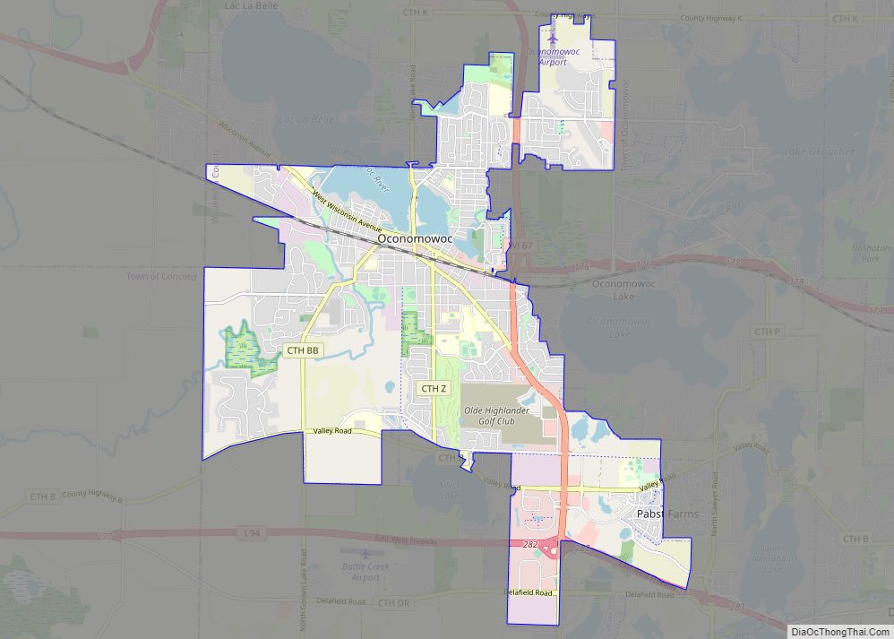 Map of Oconomowoc city