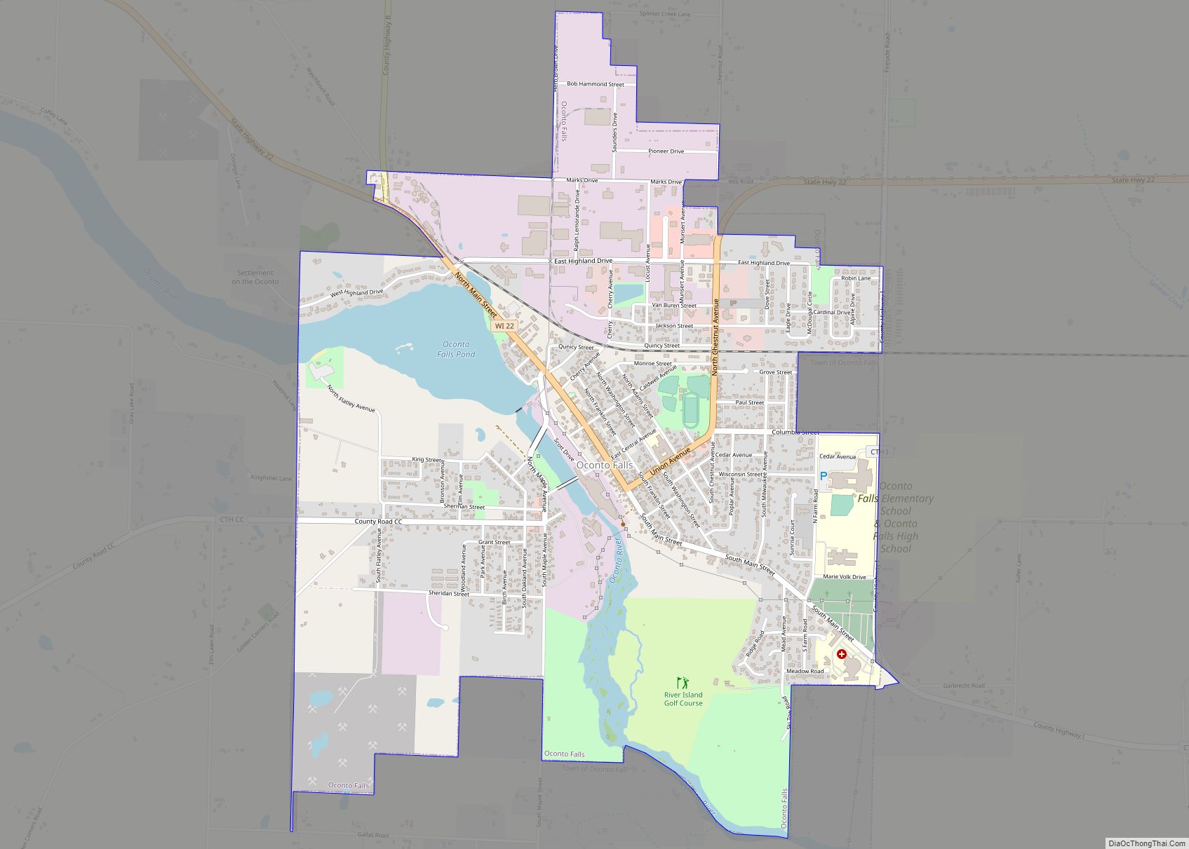 Map of Oconto Falls city