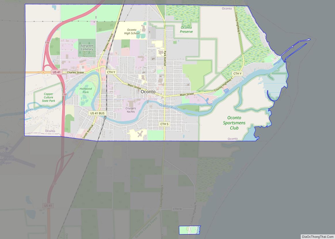 Map of Oconto city, Wisconsin