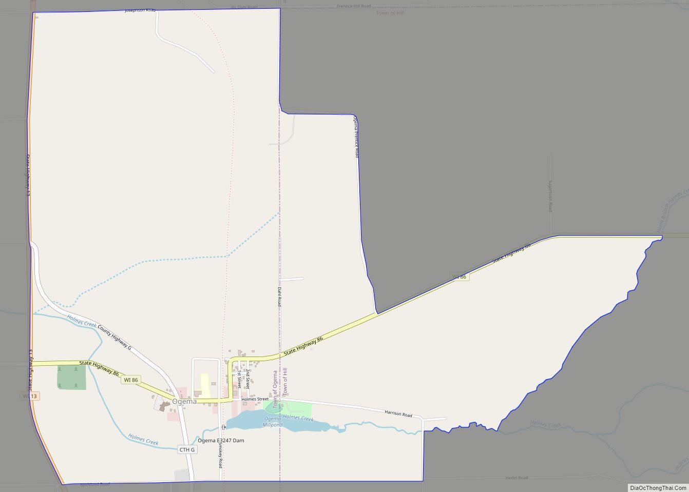 Map of Ogema CDP, Wisconsin