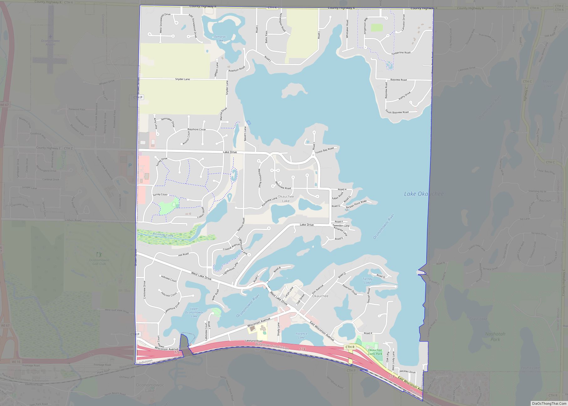 Map of Okauchee Lake CDP