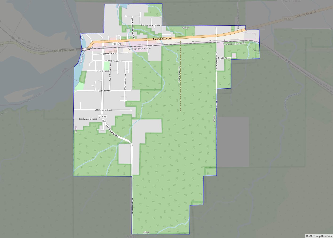 Map of Oliver village, Wisconsin