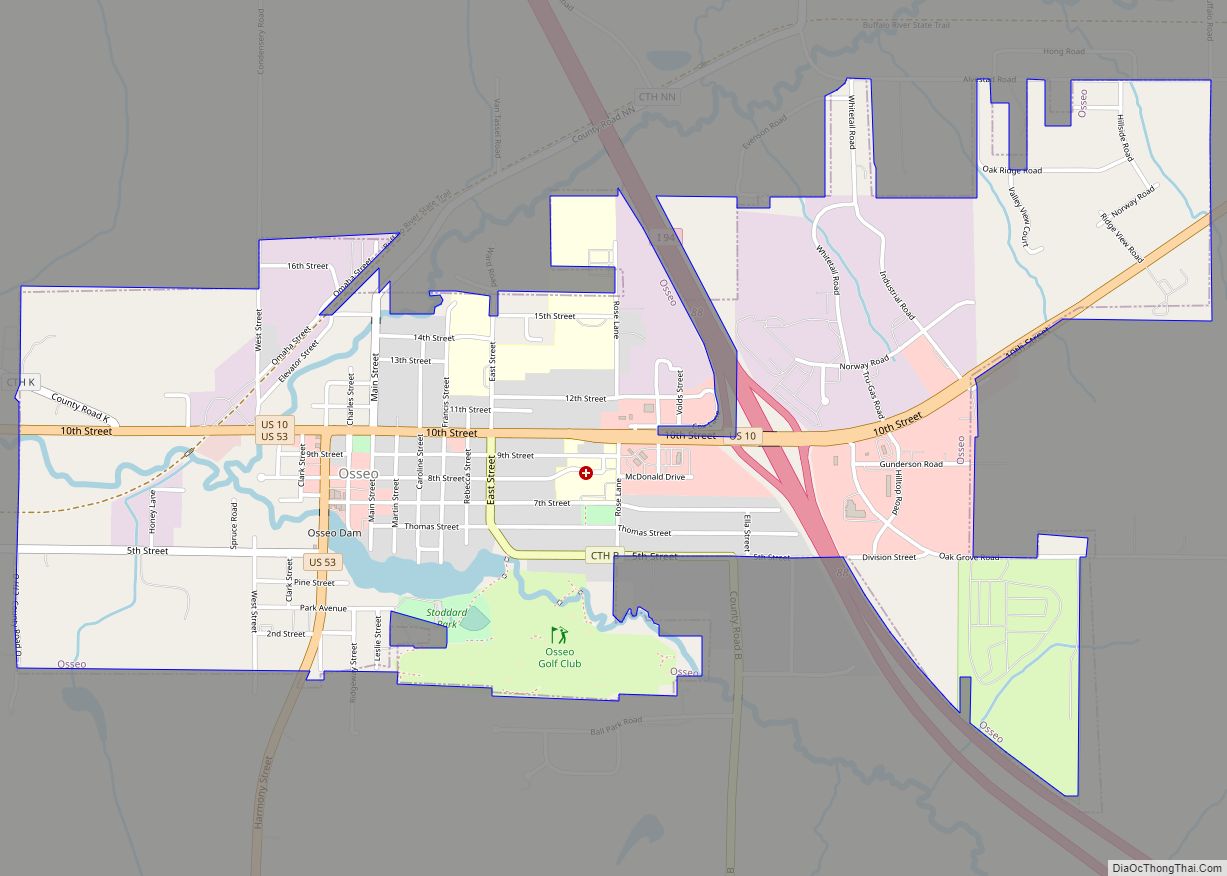 Map of Osseo city, Wisconsin