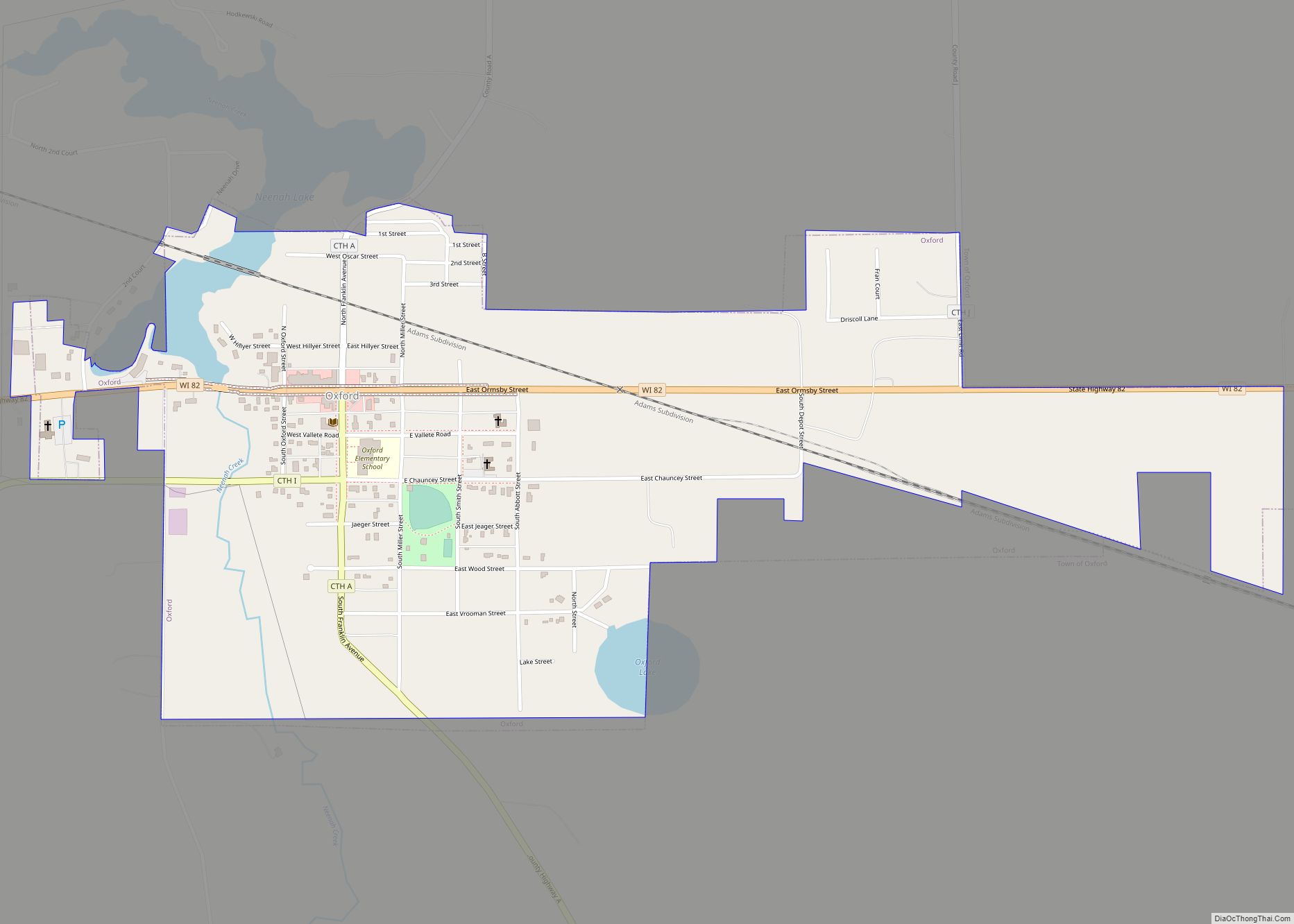 Map of Oxford village, Wisconsin