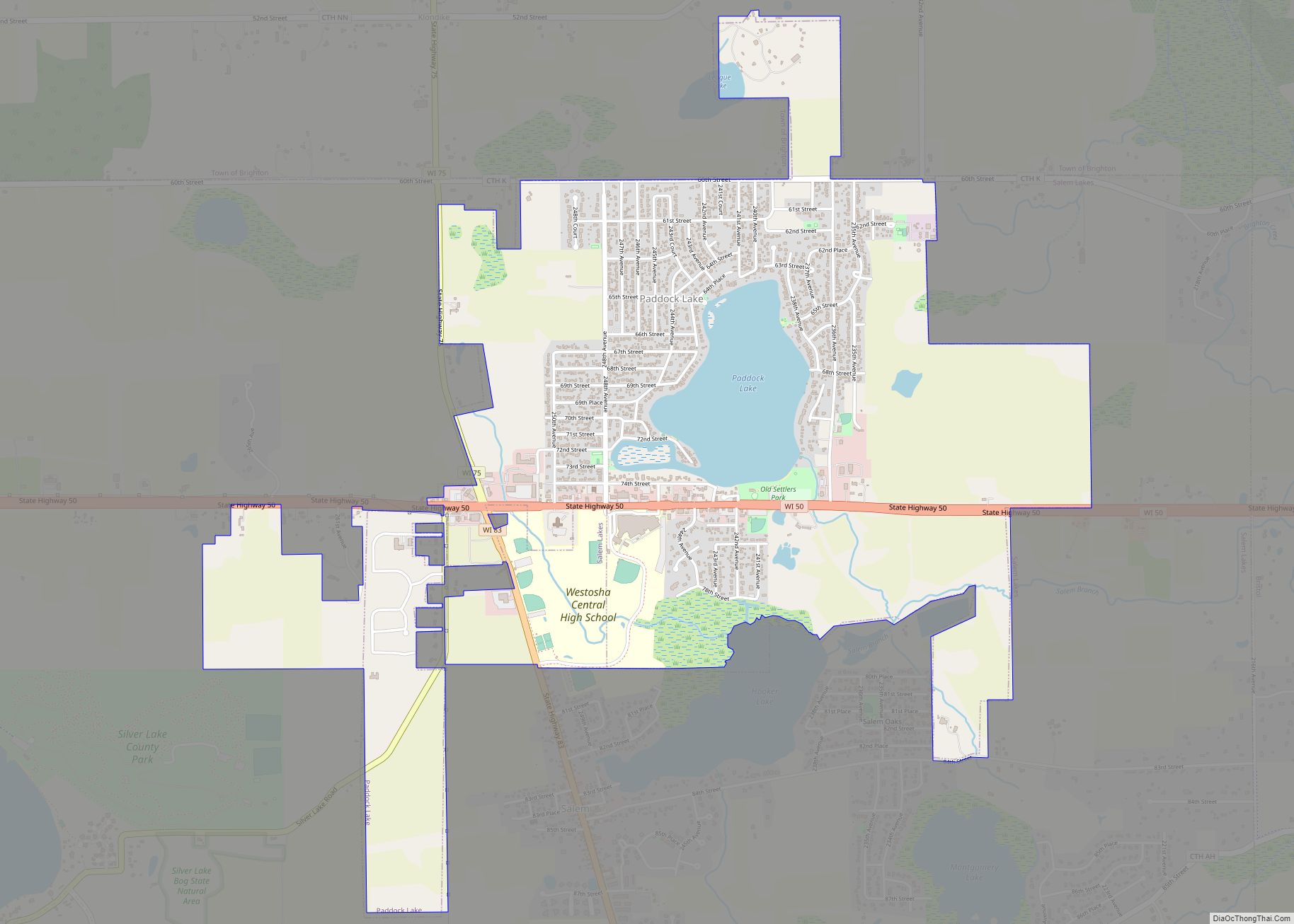 Map of Paddock Lake village