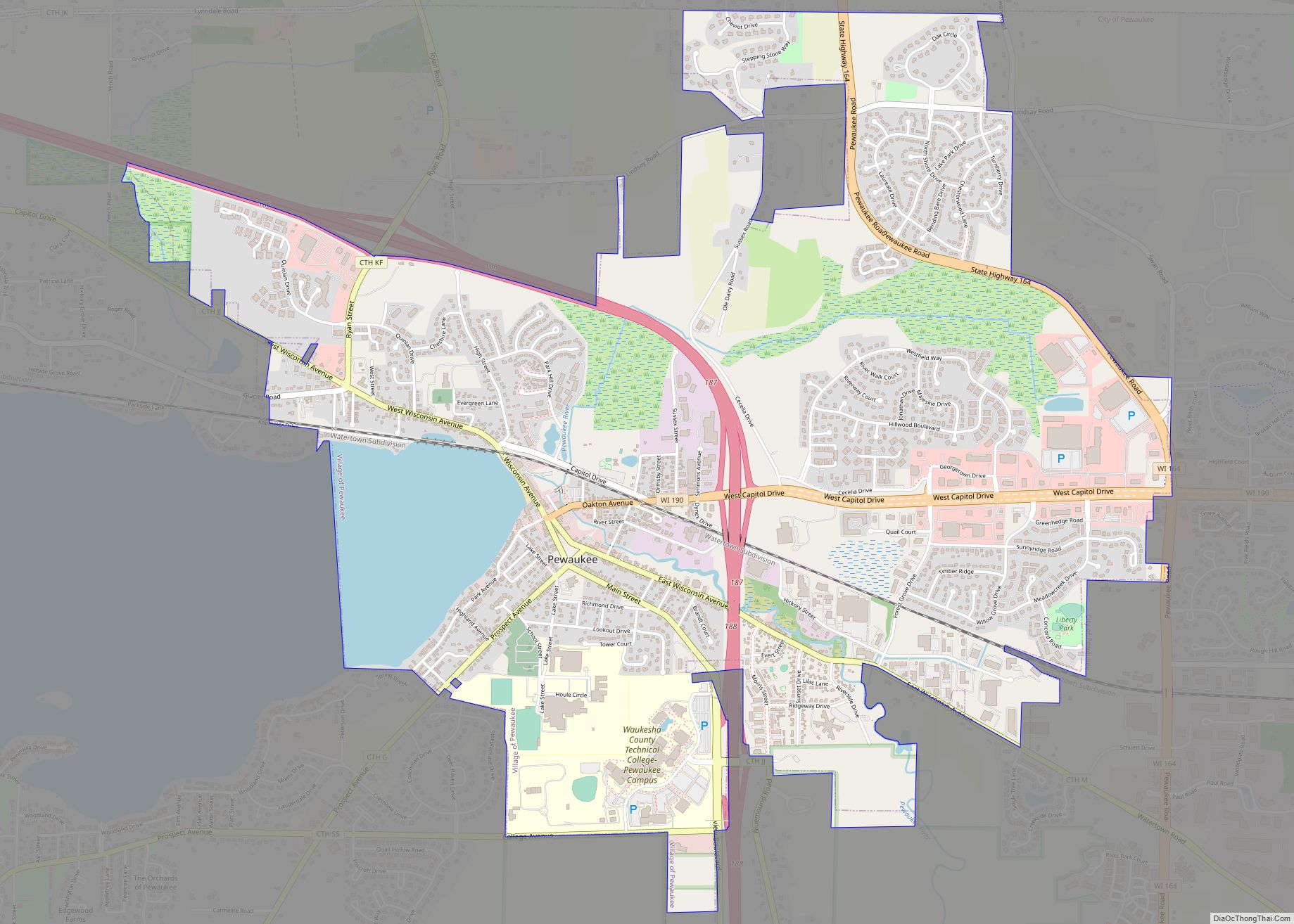 Map of Pewaukee village