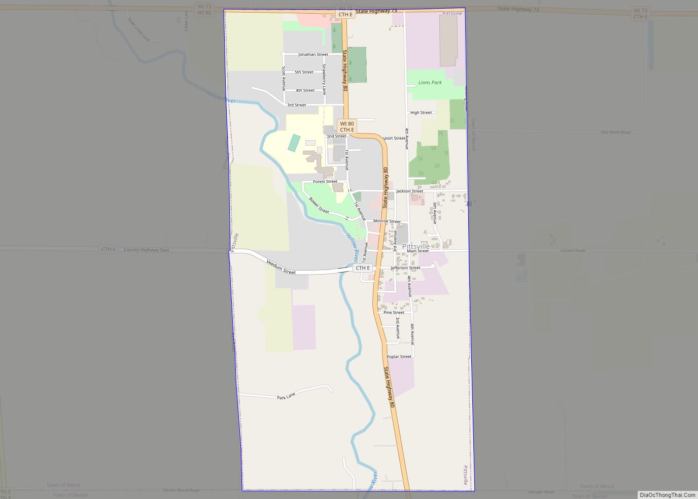 Map of Pittsville city, Wisconsin