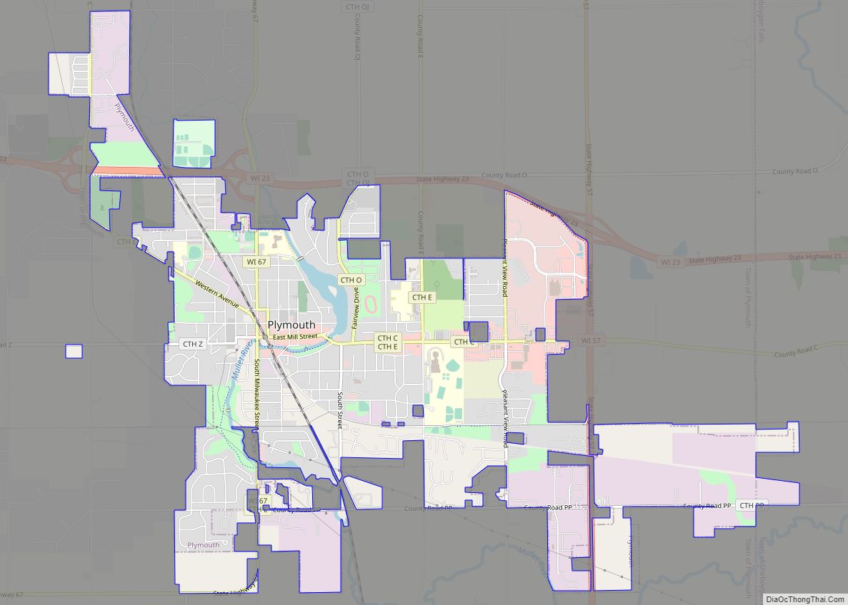 Map of Plymouth city, Wisconsin