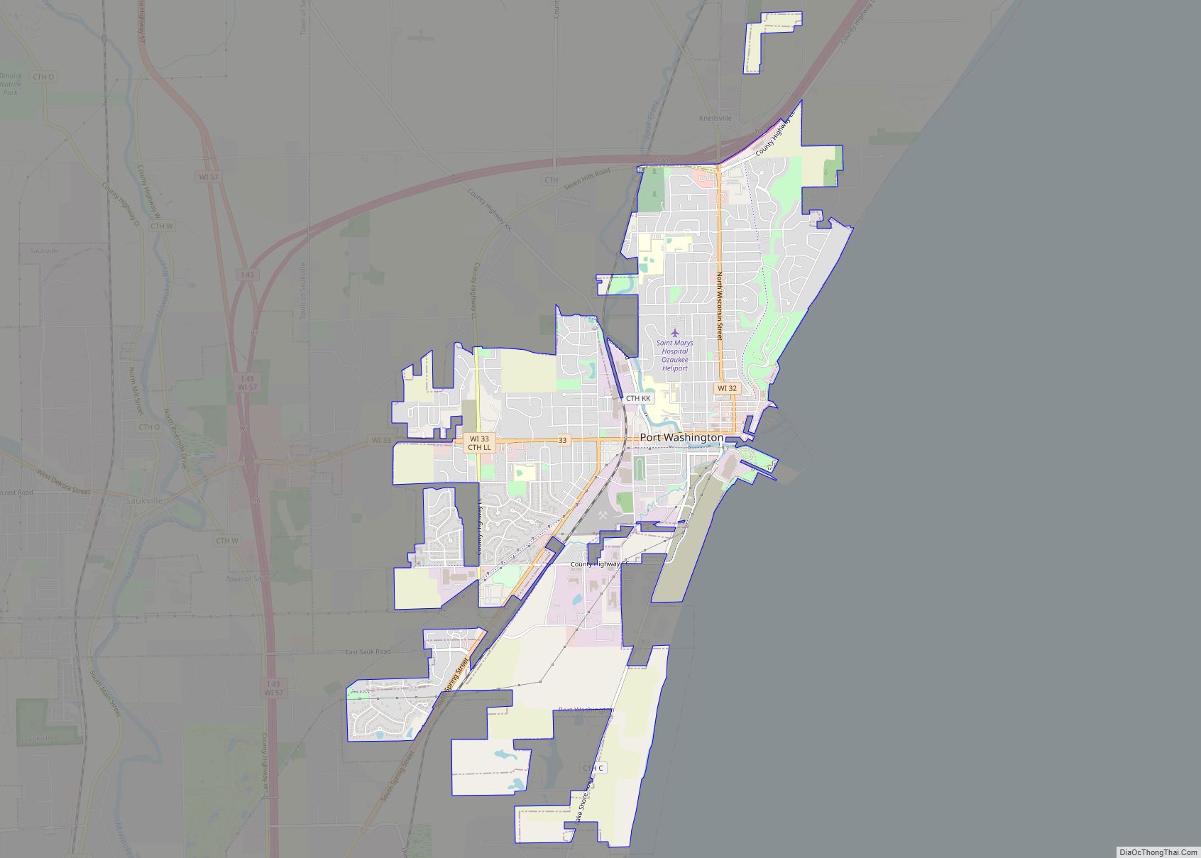 Map of Port Washington city, Wisconsin