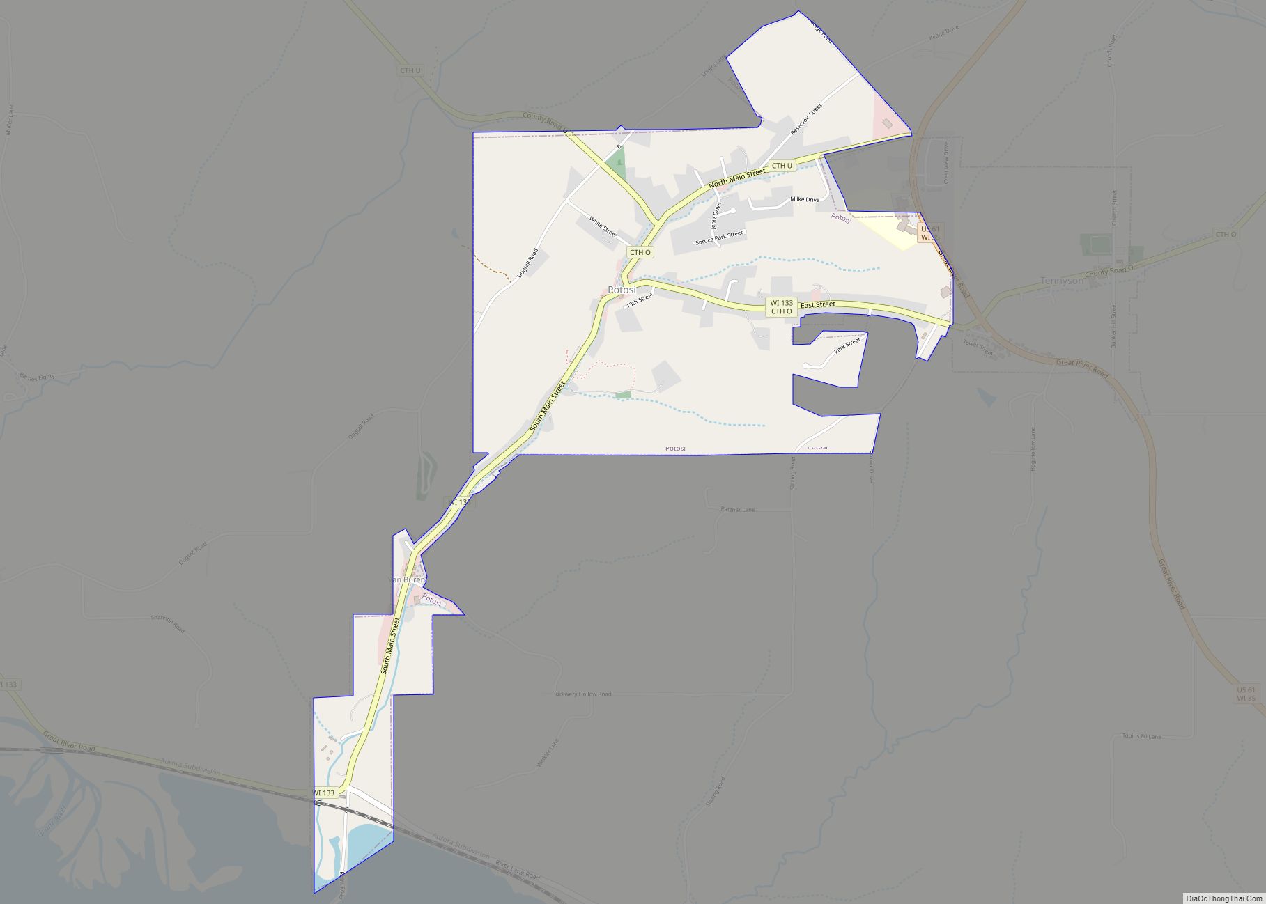 Map of Potosi village, Wisconsin