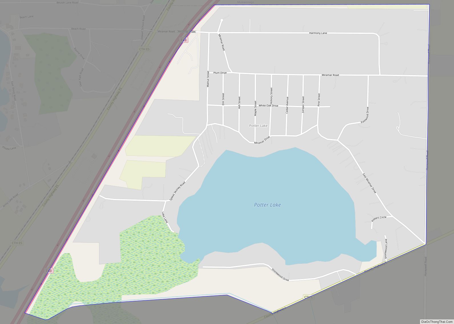 Map of Potter Lake CDP