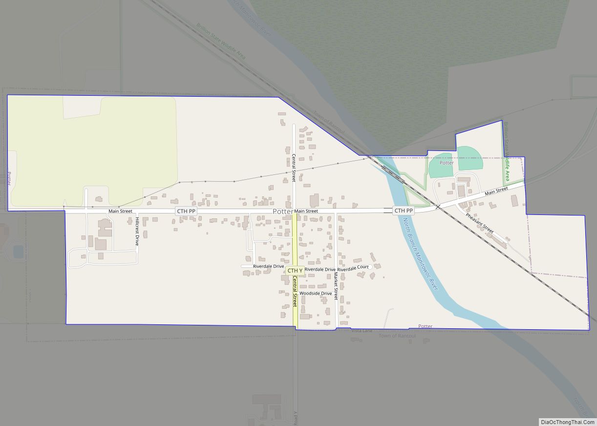 Map of Potter village, Wisconsin