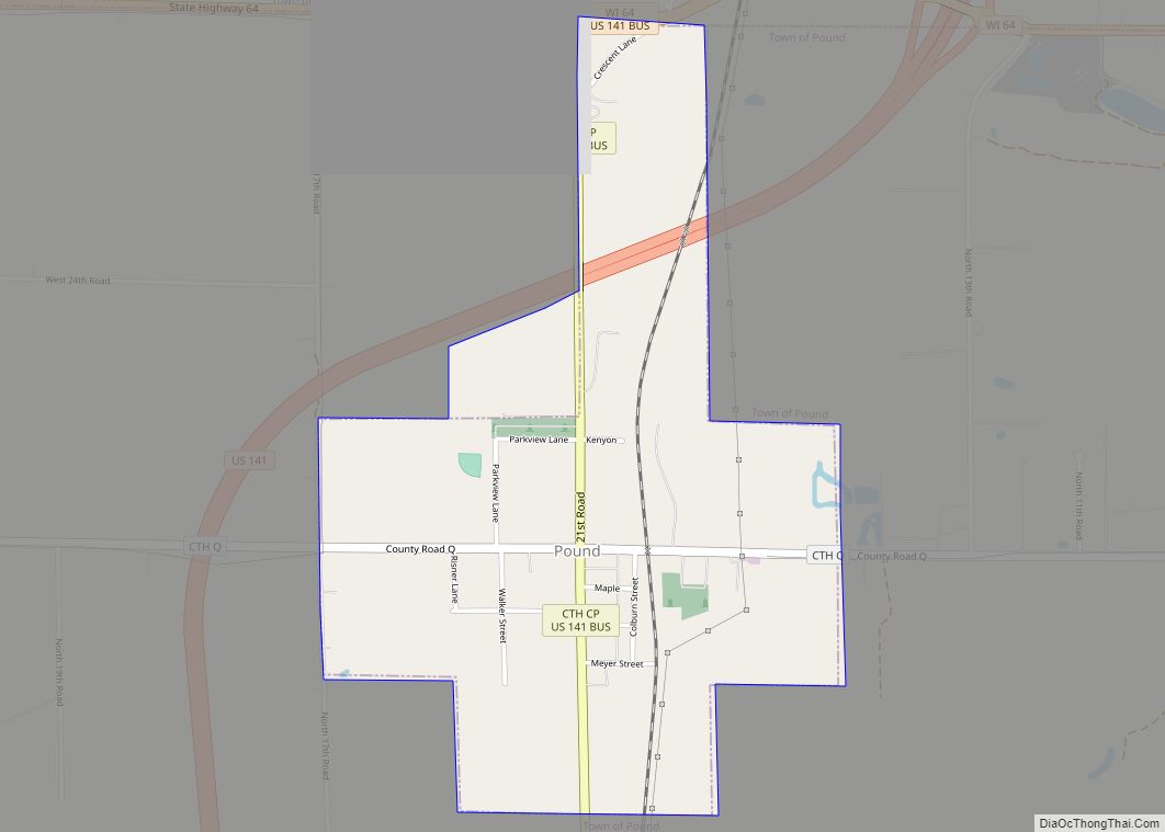 Map of Pound village, Wisconsin