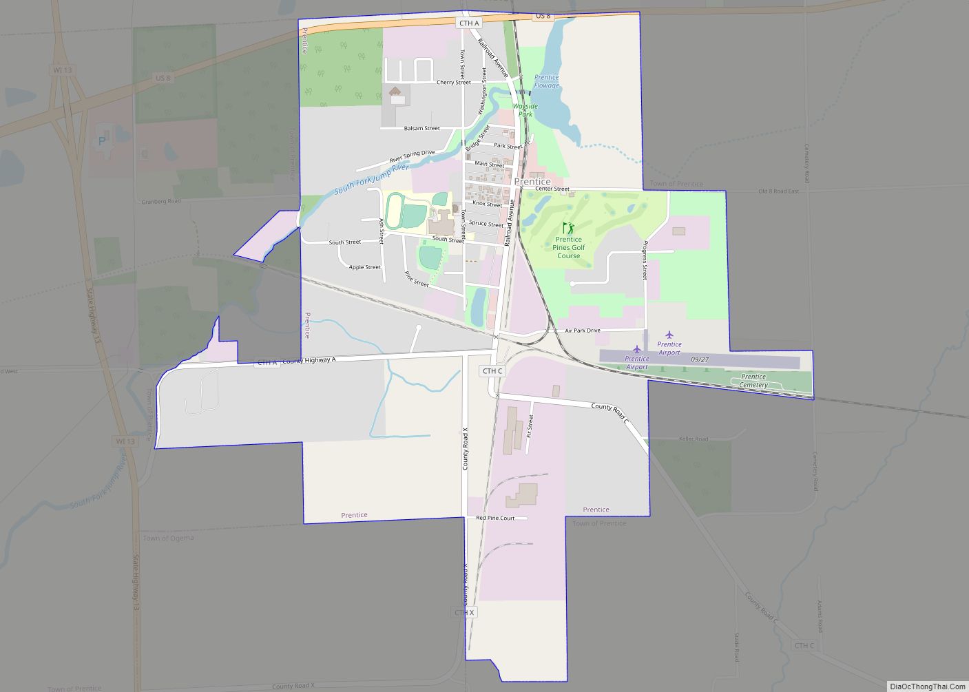 Map of Prentice village