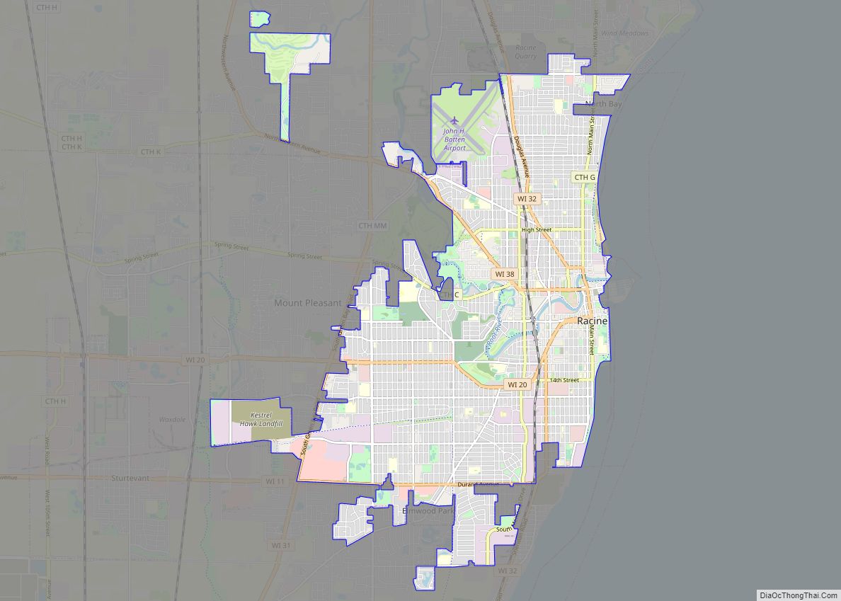 Map of Racine city, Wisconsin