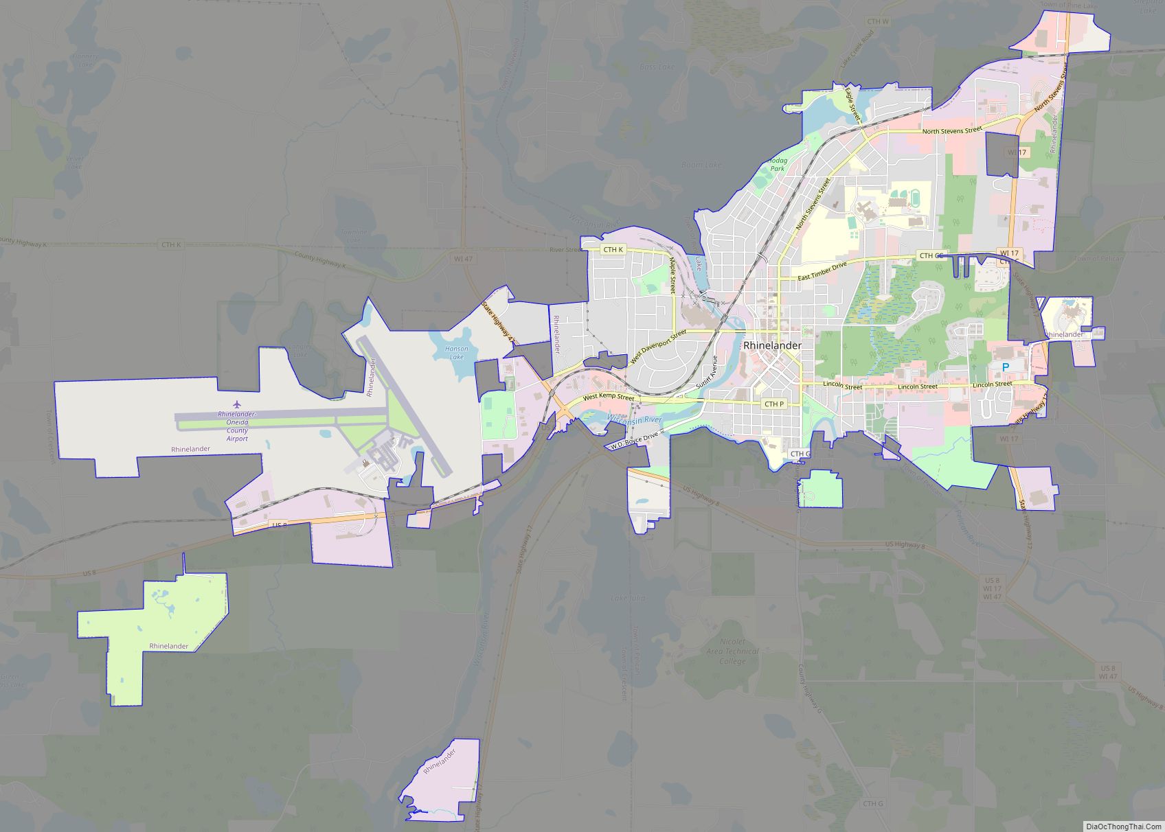 Map of Rhinelander city