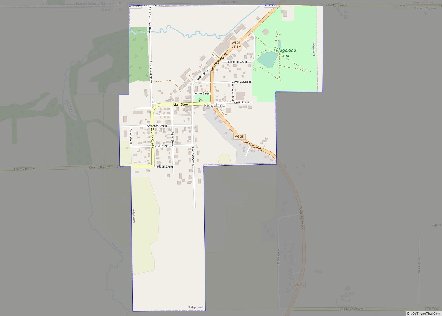 Map of Ridgeland village, Wisconsin