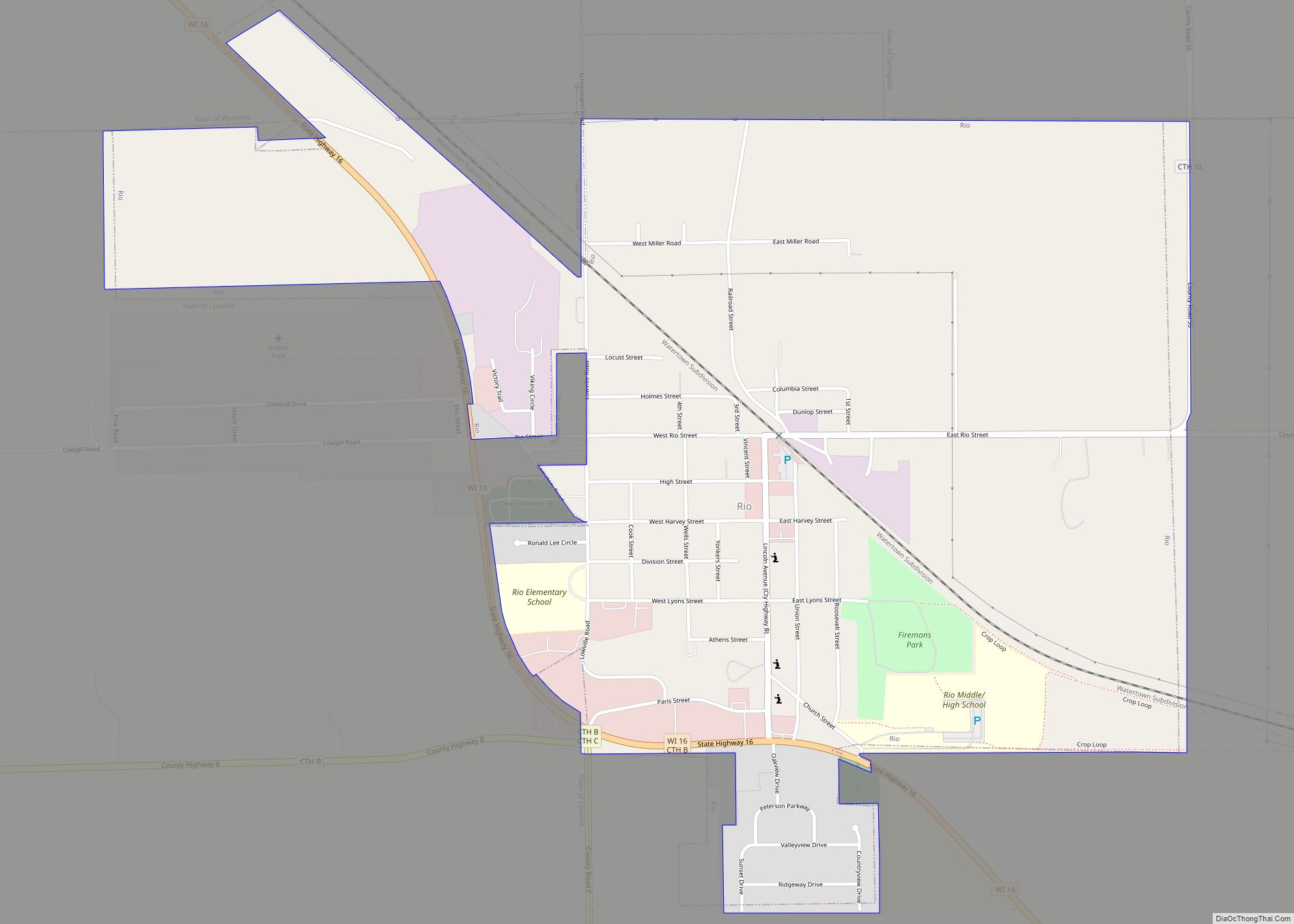 Map of Rio village, Wisconsin