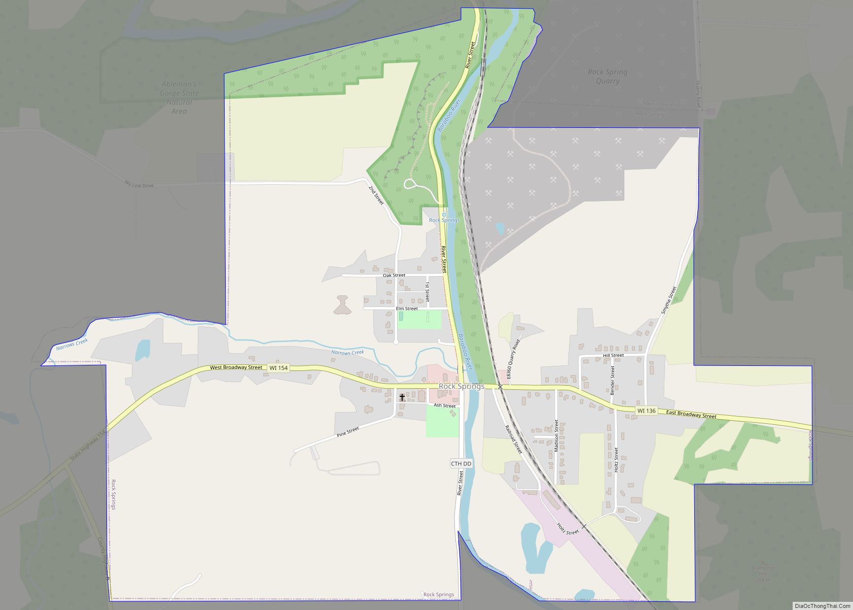 Map of Rock Springs village, Wisconsin