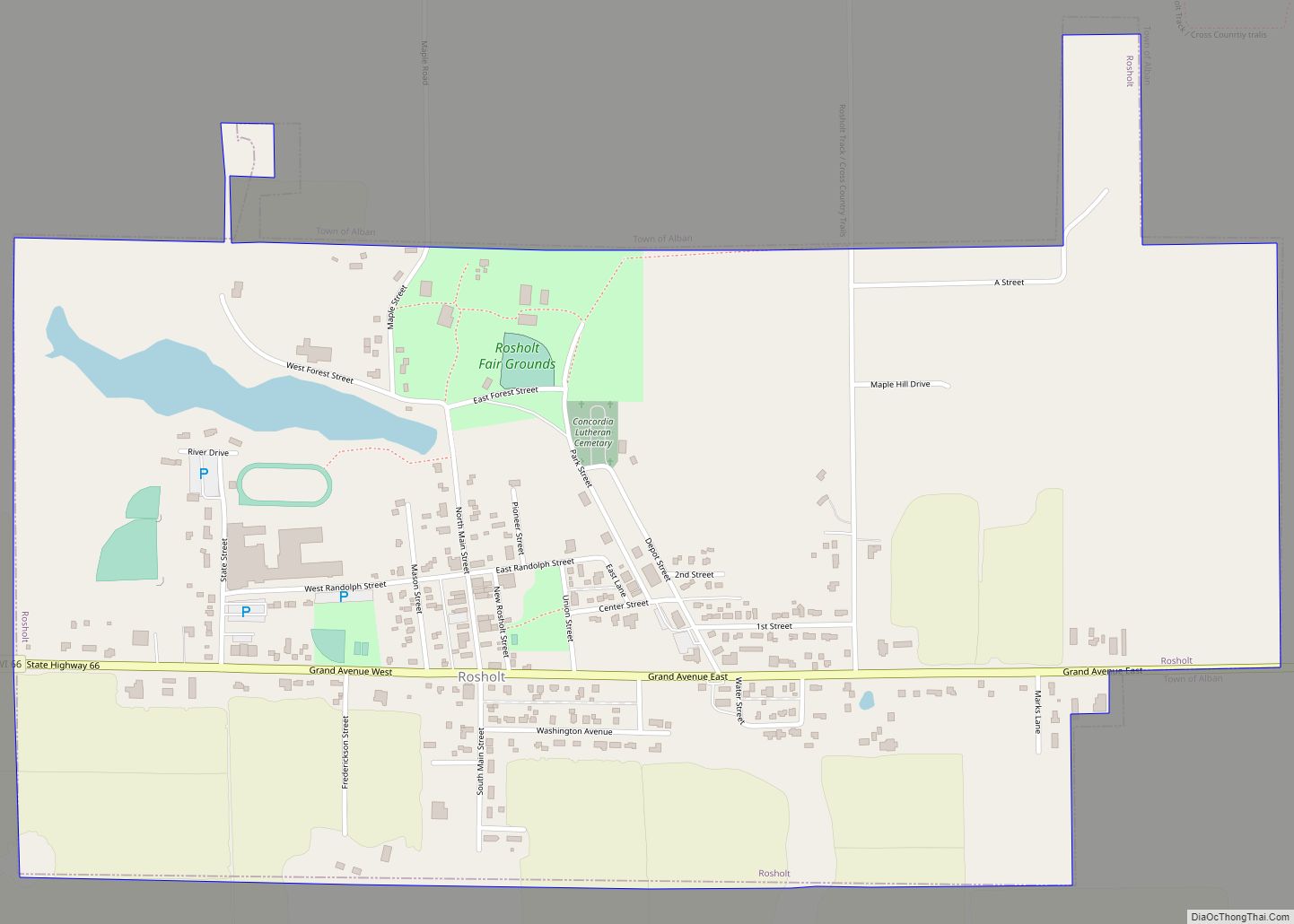 Map of Rosholt village, Wisconsin