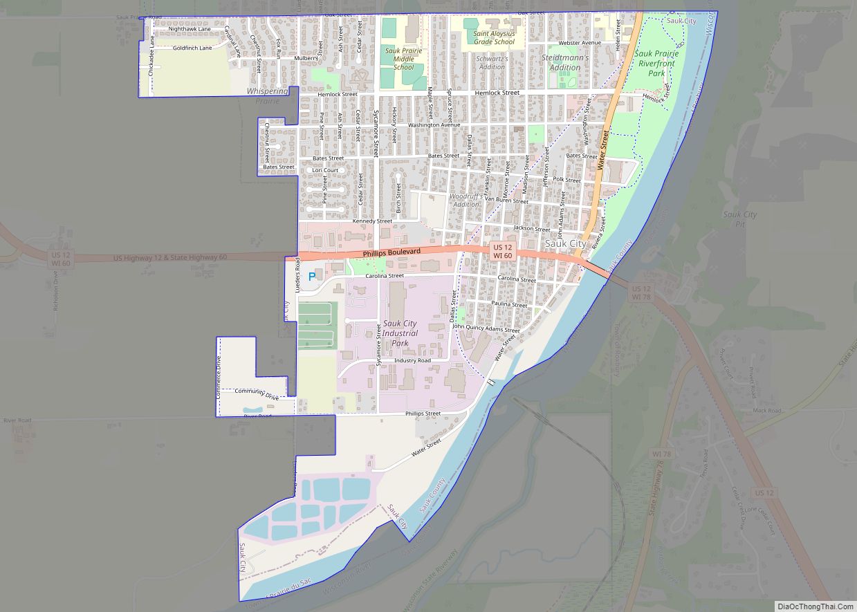 Map of Sauk City village