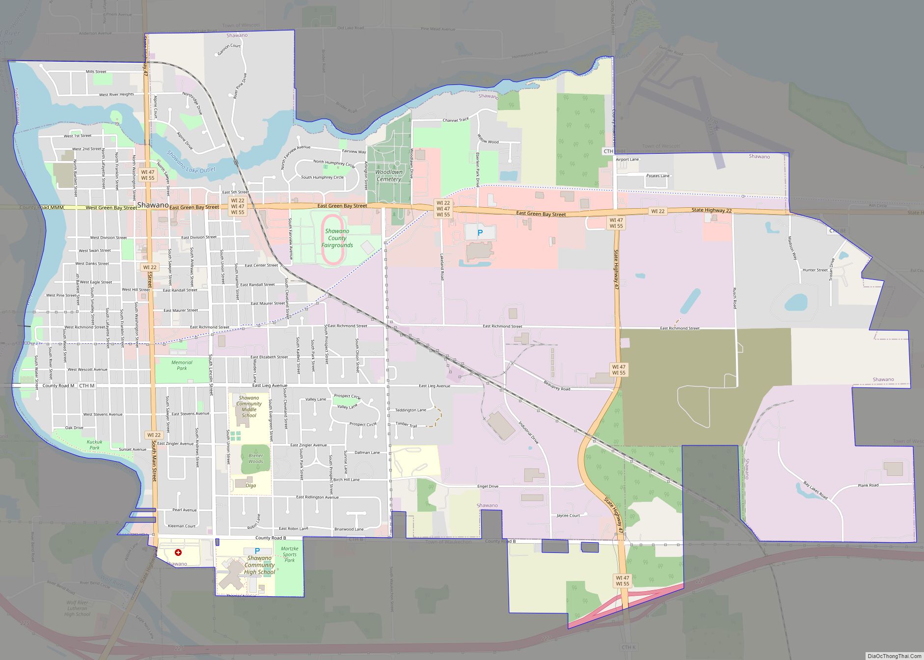 Map of Shawano city