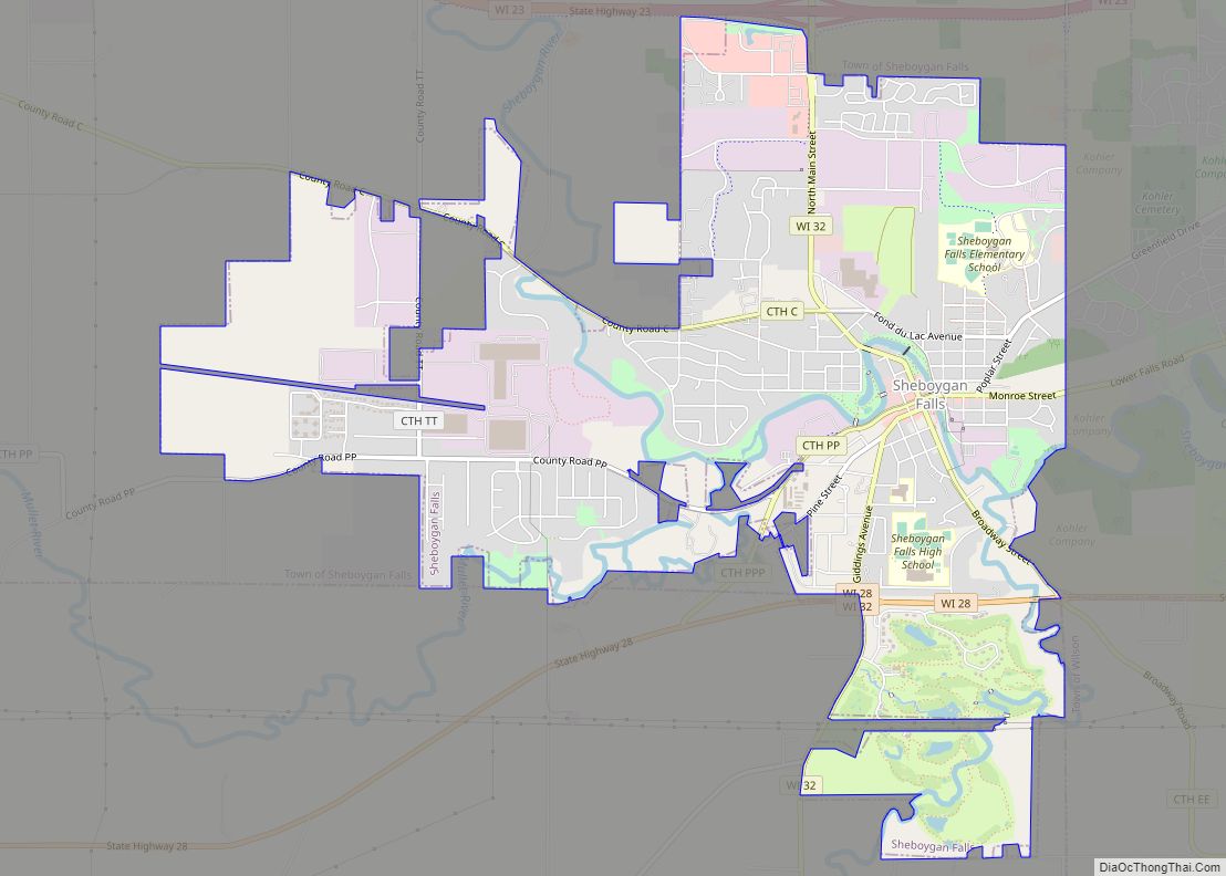 Map of Sheboygan Falls city