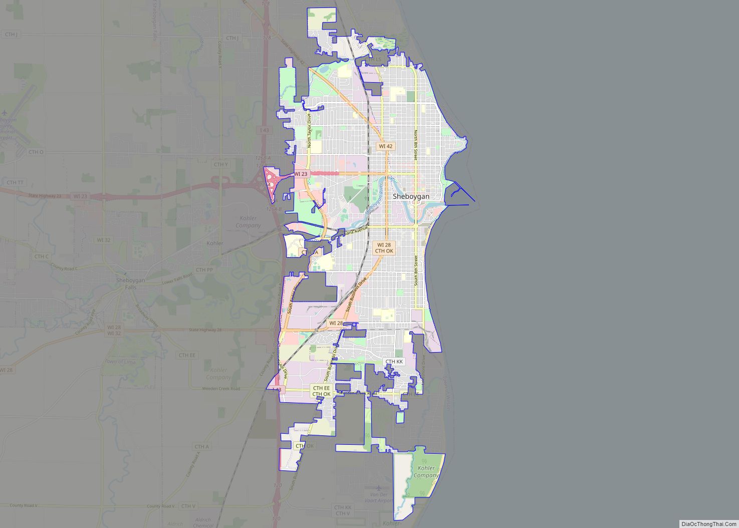 Map of Sheboygan city