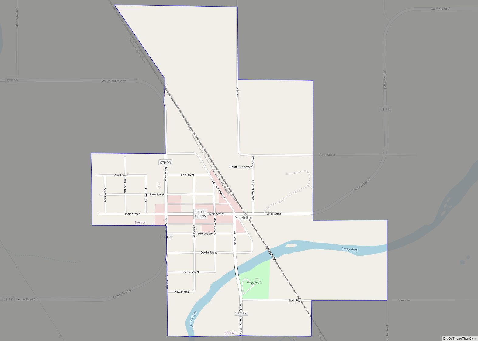 Map of Sheldon village, Wisconsin