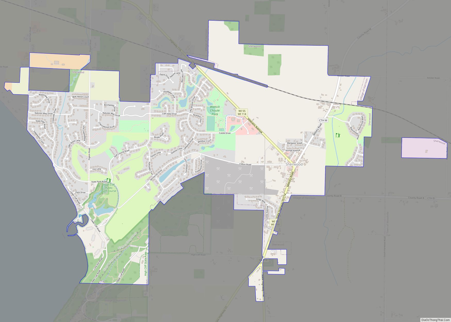 Map of Sherwood village, Wisconsin