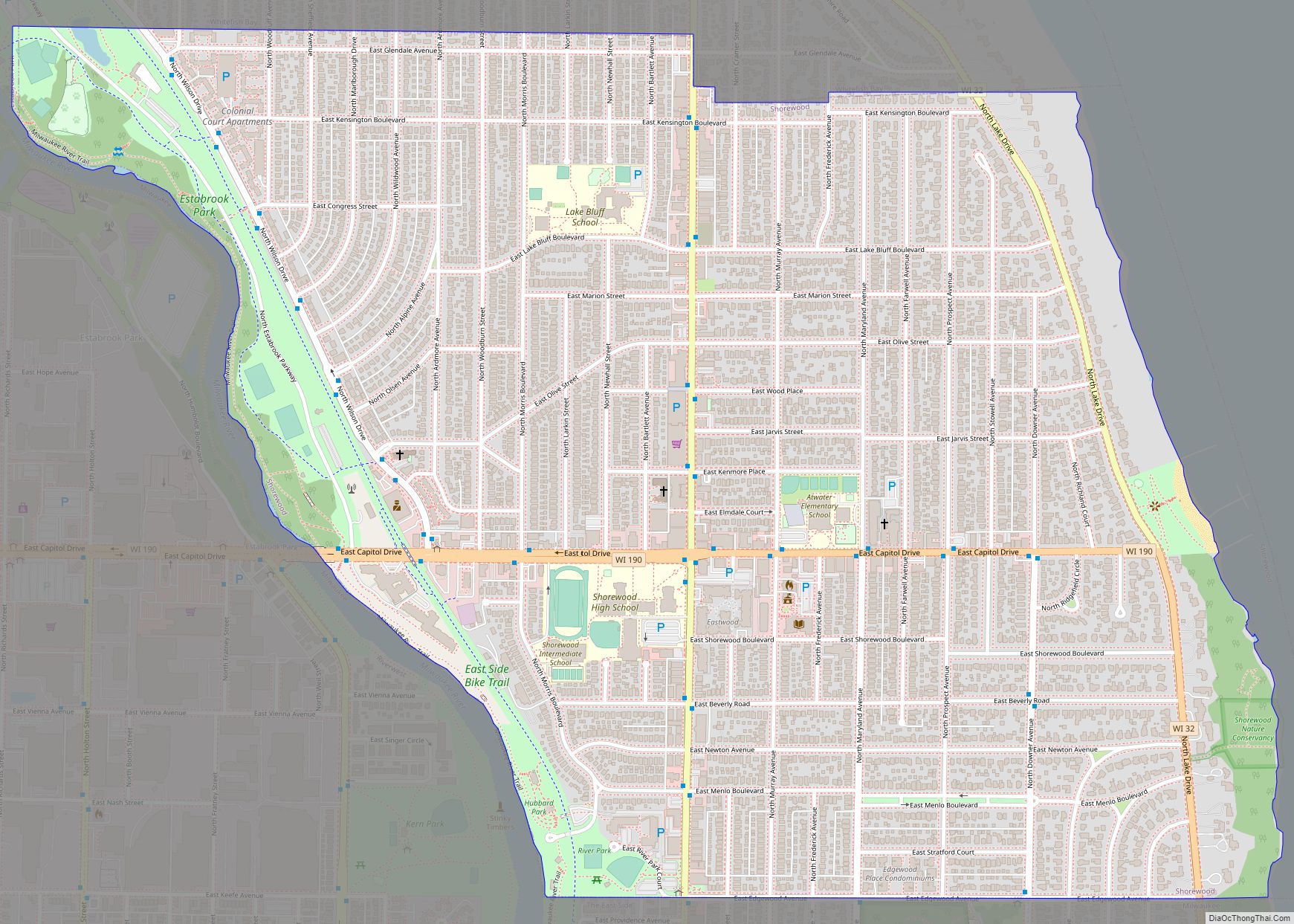 Map of Shorewood village, Wisconsin