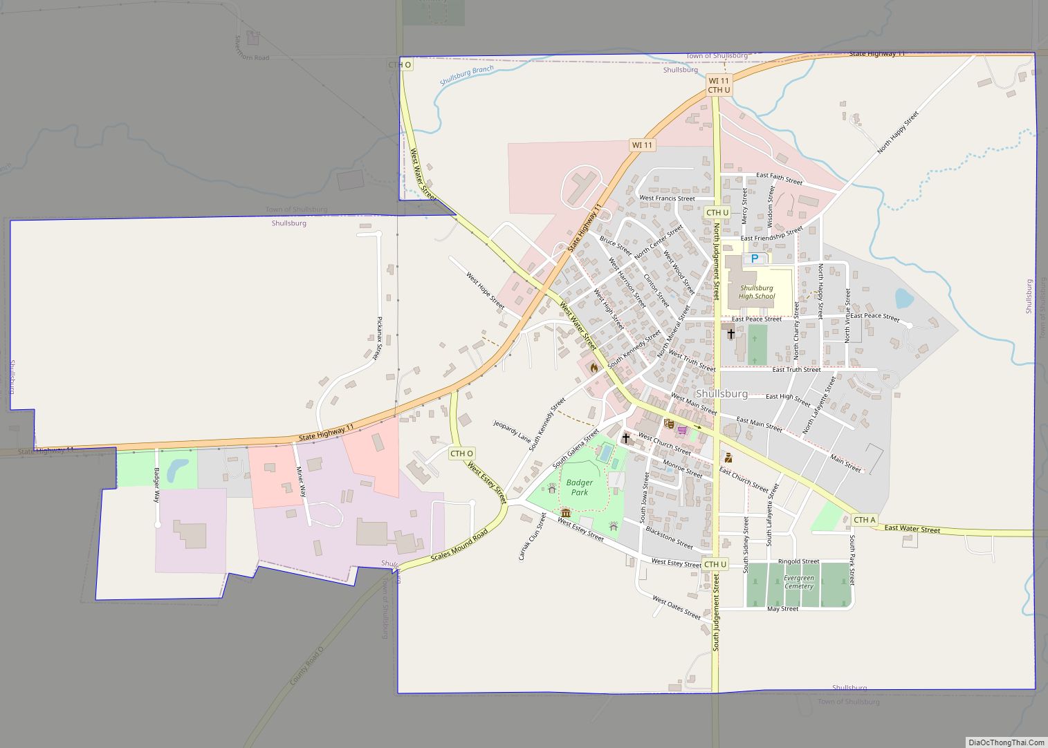 Map of Shullsburg city