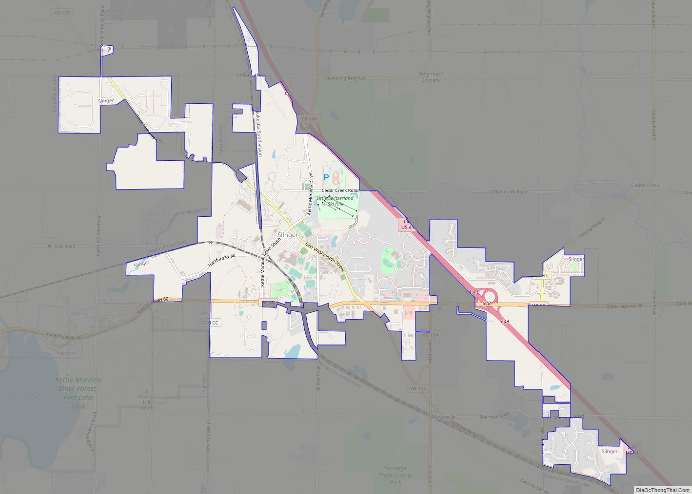 Map of Slinger village