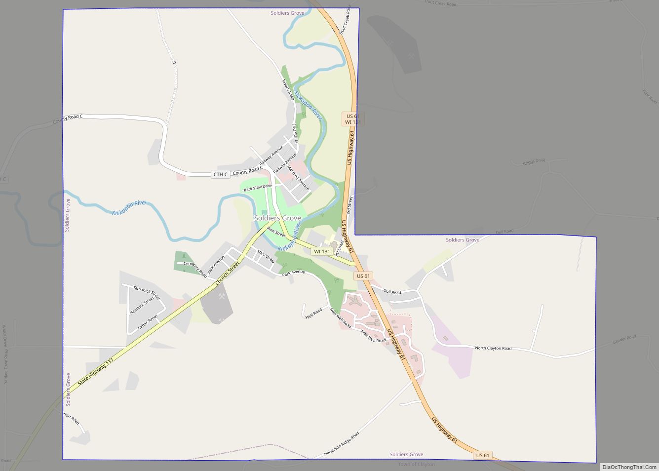 Map of Soldiers Grove village