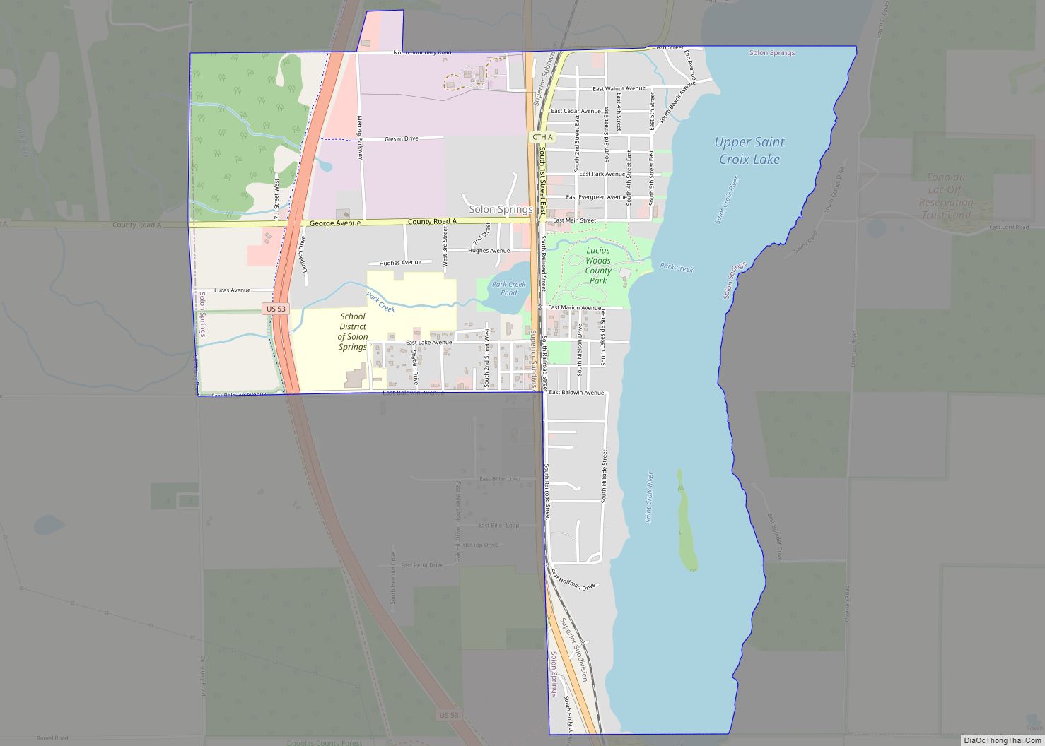 Map of Solon Springs village