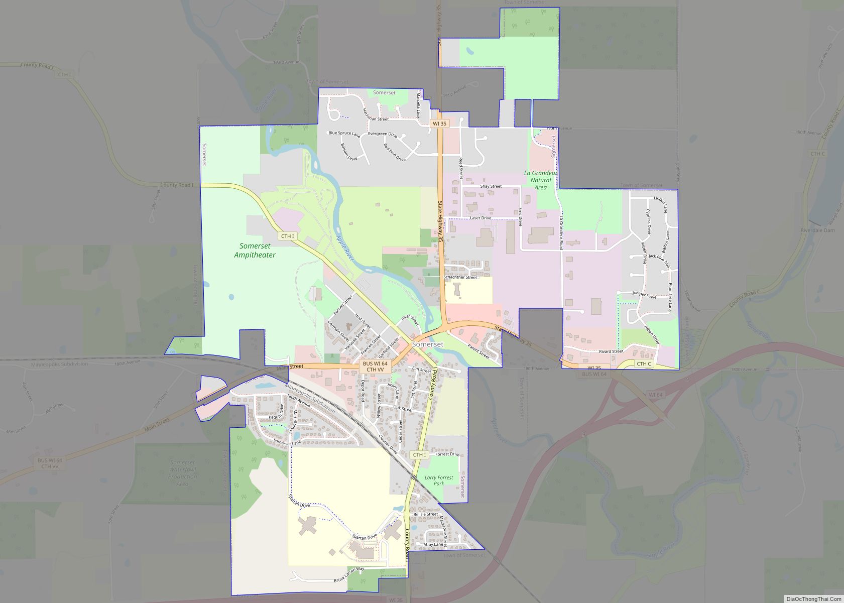 Map of Somerset village, Wisconsin