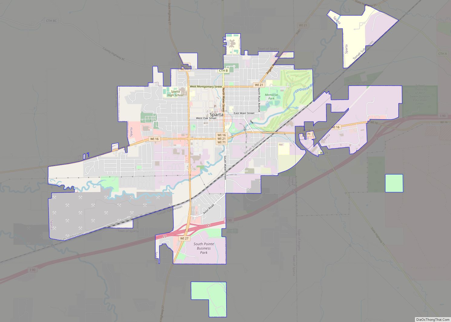 Map of Sparta city, Wisconsin