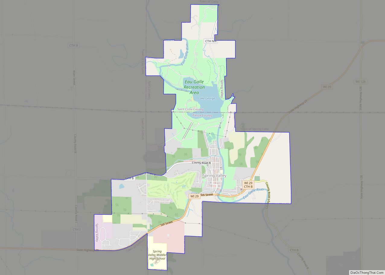 Map of Spring Valley village, Wisconsin