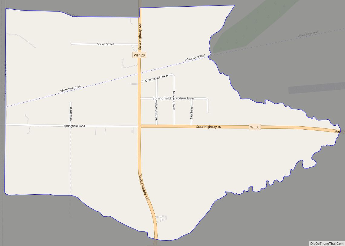 Map of Springfield CDP, Wisconsin