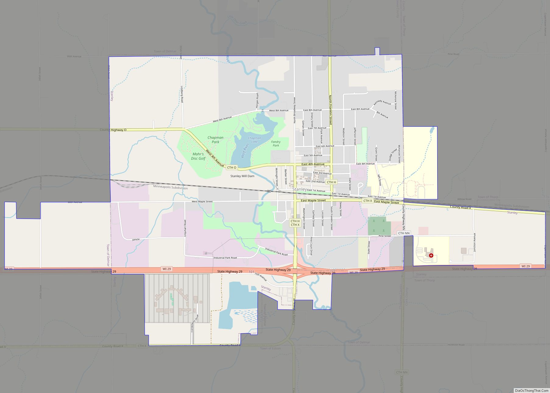 Map of Stanley city, Wisconsin