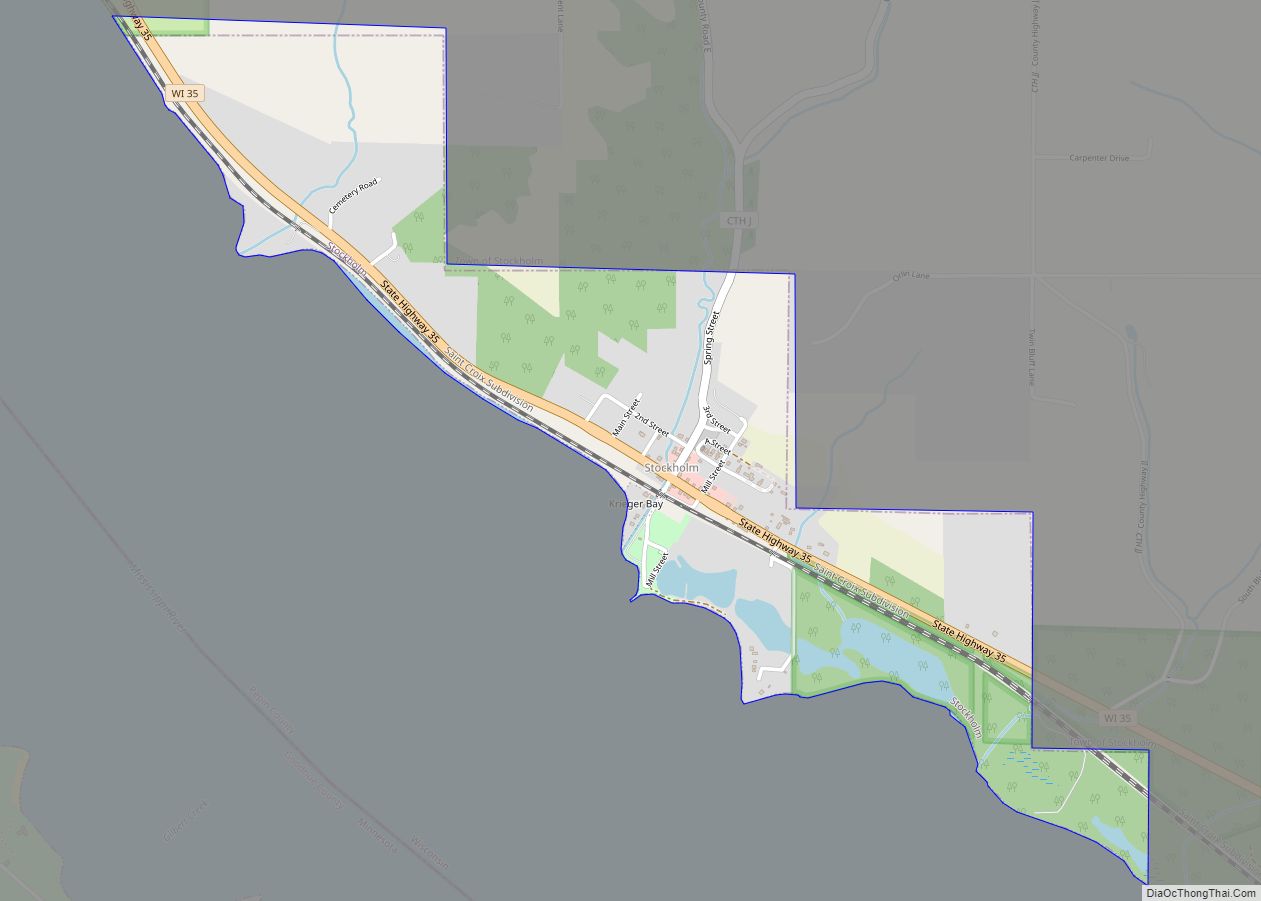 Map of Stockholm village, Wisconsin