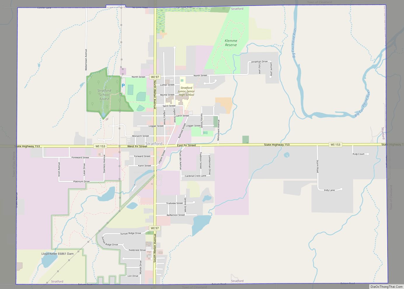 Map of Stratford village, Wisconsin