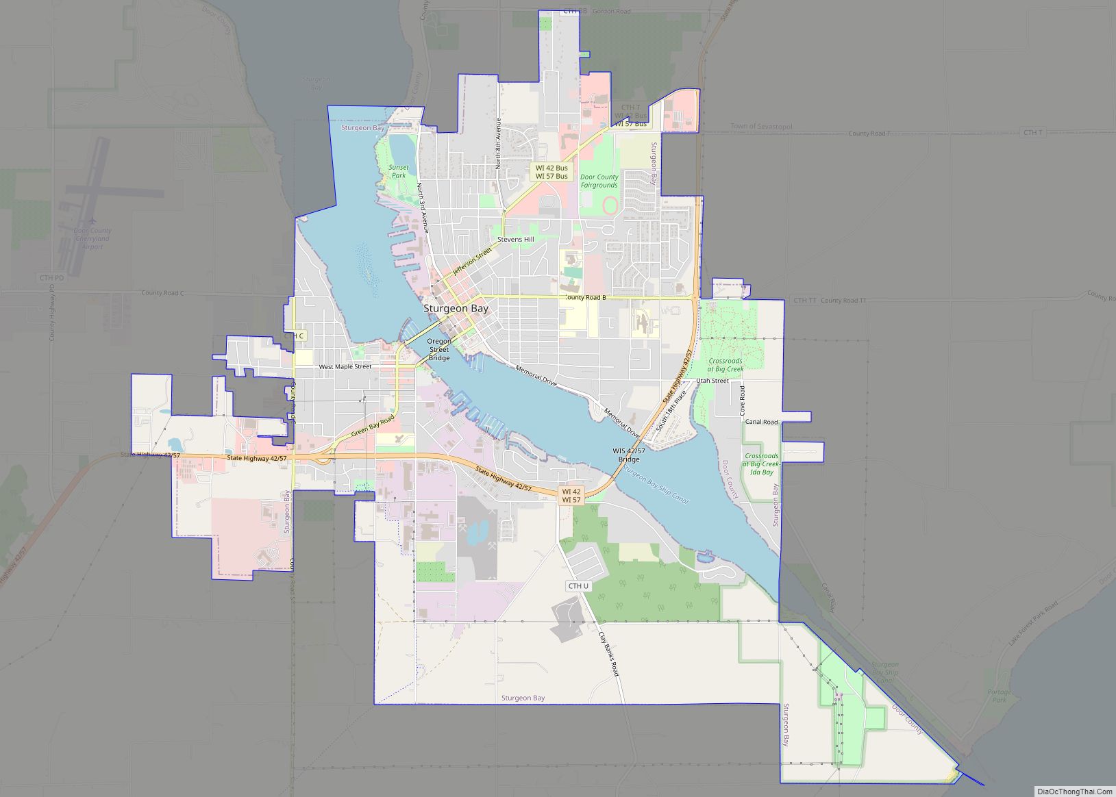 Map of Sturgeon Bay city