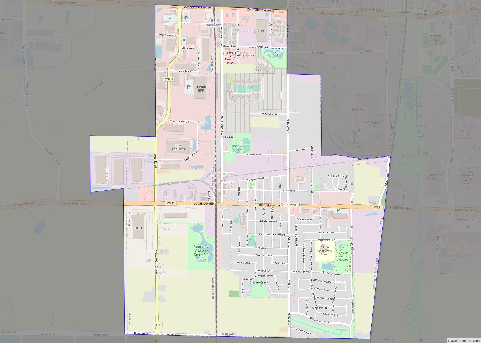 Map of Sturtevant village